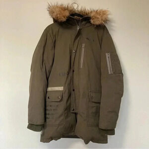 5CM 5 CM Five Centimetre Centimeter down parka jacket army  green with fur